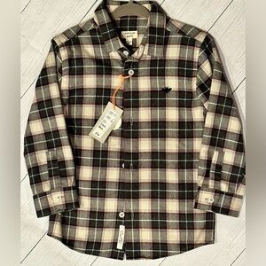 ✨River Island Kids✨ (Boys) NWT Button Up Grey, Cream and Maroon Flannel